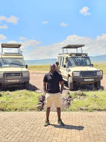 Kajie Safaris Director Ronald at Ngorongoro crater